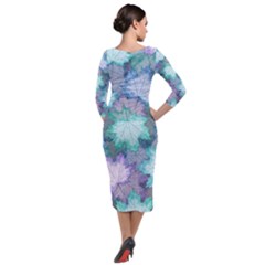 Quarter Sleeve Midi Velour Bodycon Dress 