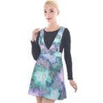 Leaves Glitter Background Winter Plunge Pinafore Velour Dress
