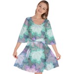 Leaves Glitter Background Winter Velour Kimono Dress