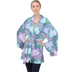Leaves Glitter Background Winter Long Sleeve Velvet Kimono 