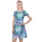 Leaves Glitter Background Winter Cap Sleeve Velour Dress 