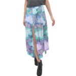 Leaves Glitter Background Winter Velour Split Maxi Skirt