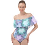 Leaves Glitter Background Winter Off Shoulder Velour Bodysuit 