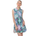 Leaves Glitter Background Winter Sleeveless Shirt Dress