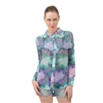 Leaves Glitter Background Winter Long Sleeve Chiffon Shirt