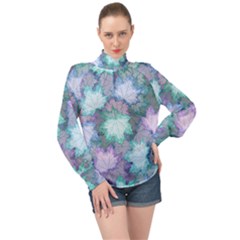 High Neck Long Sleeve Chiffon Top 