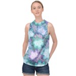 Leaves Glitter Background Winter High Neck Satin Top