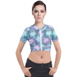 Leaves Glitter Background Winter Short Sleeve Cropped Jacket