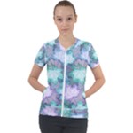 Leaves Glitter Background Winter Short Sleeve Zip Up Jacket