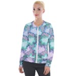 Leaves Glitter Background Winter Velvet Zip Up Jacket