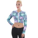 Leaves Glitter Background Winter Long Sleeve Cropped Velvet Jacket