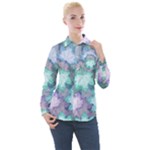 Leaves Glitter Background Winter Women s Long Sleeve Pocket Shirt
