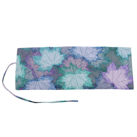 Leaves Glitter Background Winter Roll Up Canvas Pencil Holder (S) from ArtsNow.com
