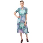 Leaves Glitter Background Winter Keyhole Neckline Chiffon Dress