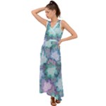 Leaves Glitter Background Winter V-Neck Chiffon Maxi Dress