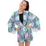 Leaves Glitter Background Winter Long Sleeve Kimono