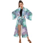 Leaves Glitter Background Winter Maxi Kimono