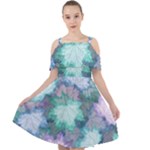 Leaves Glitter Background Winter Cut Out Shoulders Chiffon Dress