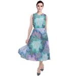 Leaves Glitter Background Winter Round Neck Boho Dress