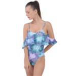 Leaves Glitter Background Winter Drape Piece Swimsuit