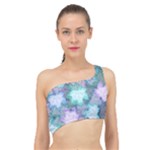 Leaves Glitter Background Winter Spliced Up Bikini Top 