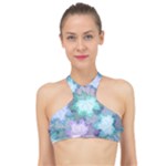 Leaves Glitter Background Winter High Neck Bikini Top