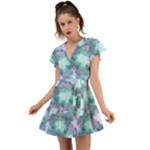 Leaves Glitter Background Winter Flutter Sleeve Wrap Dress
