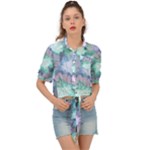 Leaves Glitter Background Winter Tie Front Shirt 
