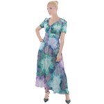 Leaves Glitter Background Winter Button Up Short Sleeve Maxi Dress