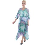 Leaves Glitter Background Winter Quarter Sleeve Wrap Front Maxi Dress