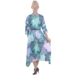 Quarter Sleeve Wrap Front Maxi Dress 
