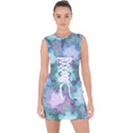 Leaves Glitter Background Winter Lace Up Front Bodycon Dress