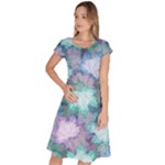 Leaves Glitter Background Winter Classic Short Sleeve Dress