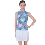 Leaves Glitter Background Winter Women s Sleeveless Polo T-Shirt