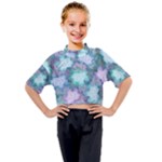 Leaves Glitter Background Winter Kids Mock Neck T-Shirt