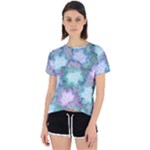 Leaves Glitter Background Winter Open Back Sport T-Shirt
