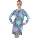 Leaves Glitter Background Winter Long Sleeve Hoodie Dress