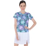 Leaves Glitter Background Winter Women s Sports Top