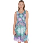 Leaves Glitter Background Winter Knee Length Skater Dress With Pockets