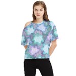 Leaves Glitter Background Winter One Shoulder Cut Out T-Shirt