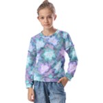 Leaves Glitter Background Winter Kids  Long Sleeve T-Shirt with Frill 