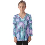Leaves Glitter Background Winter Kids  V Neck Casual Top