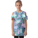 Leaves Glitter Background Winter Fold Over Open Sleeve Top