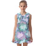 Leaves Glitter Background Winter Kids  Pilgrim Collar Ruffle Hem Dress