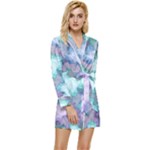 Leaves Glitter Background Winter Long Sleeve Satin Robe
