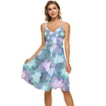 Leaves Glitter Background Winter Sleeveless Tie Front Chiffon Dress