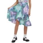 Leaves Glitter Background Winter Kids  Ruffle Flared Wrap Midi Skirt