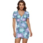 Leaves Glitter Background Winter Low Cut Cap Sleeve Mini Dress