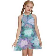Kids  Halter Collar Waist Tie Chiffon Dress 