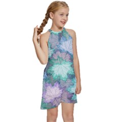 Kids  Halter Collar Waist Tie Chiffon Dress 